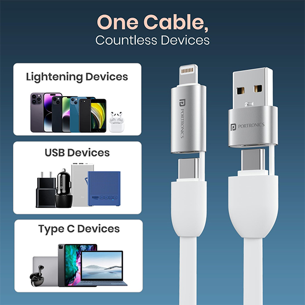 Portronics Keylink 4 in 1 Charging Cable