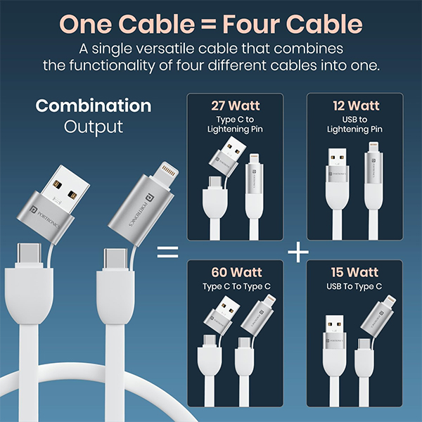 Portronics Keylink 4 in 1 Charging Cable
