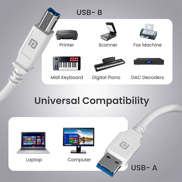 Portronics Printlink 3 USB A To USB B Printer Cable