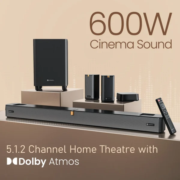Portronics Sound Slick X1 600W 5.1.2 Channel Soundbar with Wireless Satellite Speaker