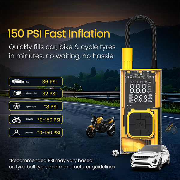 Portronics Vayu 3T Transparent Tyre Inflator