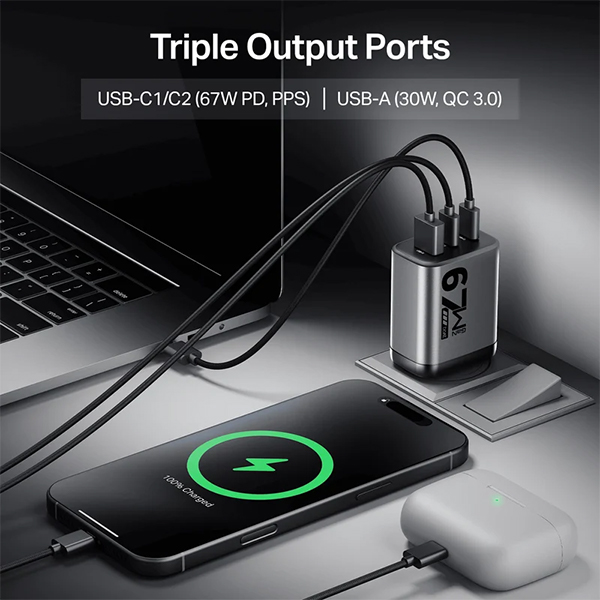 boAt 67W GaN Charger Fast Triple-Port Charger