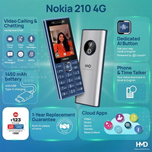 Nokia 210 4G Dual Sim Keypad Phone (Original)